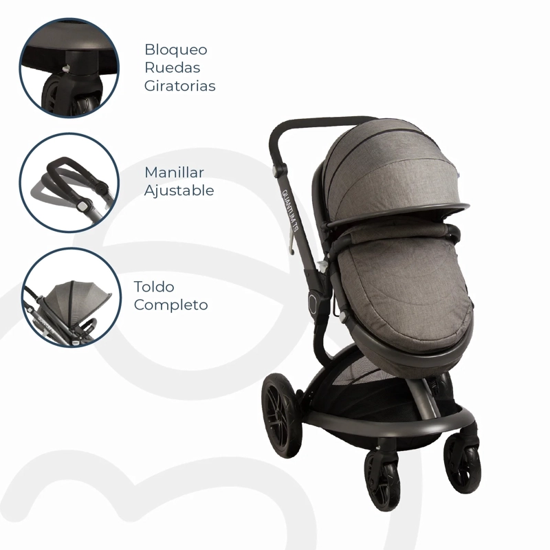 COCHE CUNA TRAVEL SYSTEM BEBE QUANTUM GRIS BEBESIT - 7