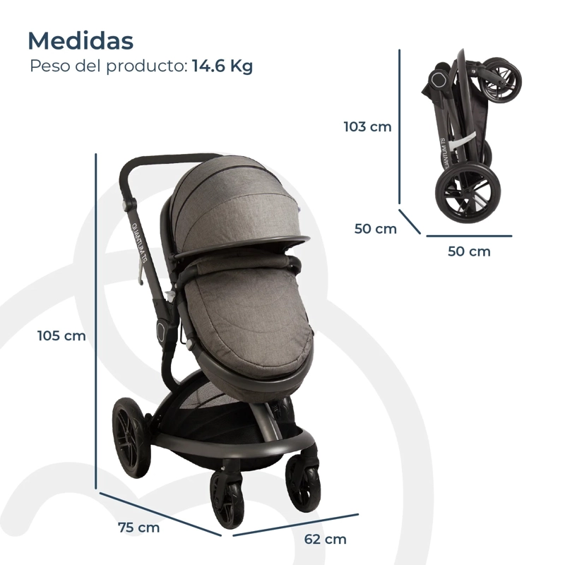 COCHE CUNA TRAVEL SYSTEM BEBE QUANTUM GRIS BEBESIT - 8