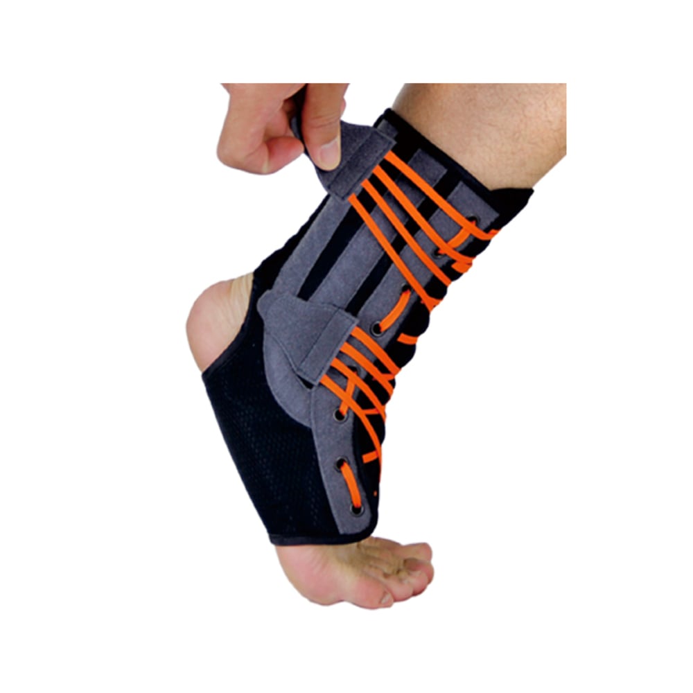 TOBILLERA SUPER ORTHO RUGBY CON CORDONES NARANJOS - 1