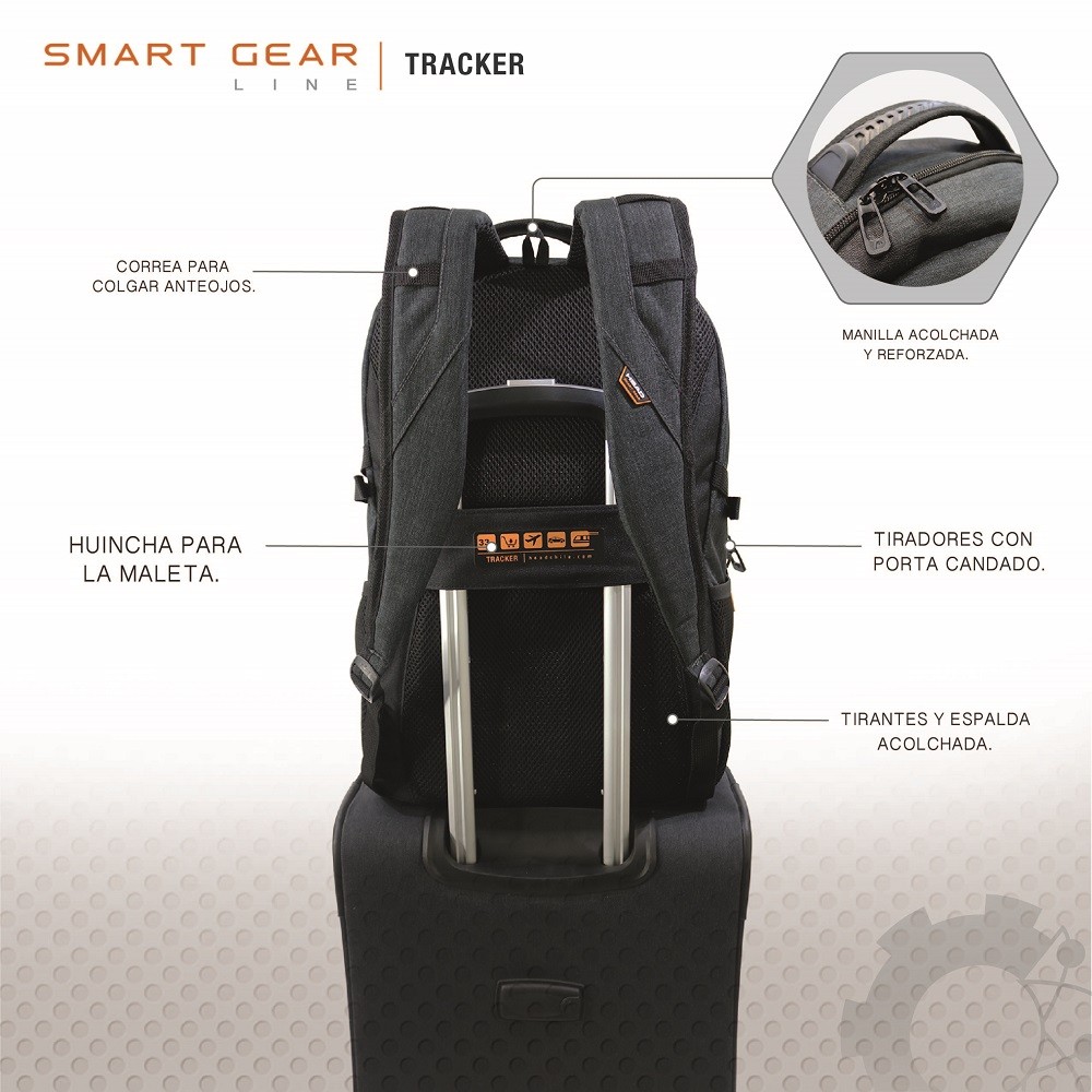 MOCHILA EJECUTIVA TRACKER NEGRO HEAD - 6