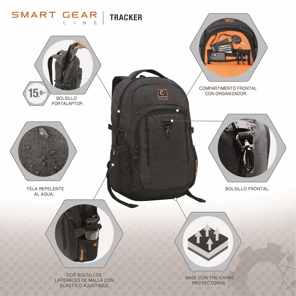 MOCHILA EJECUTIVA TRACKER NEGRO HEAD - 7