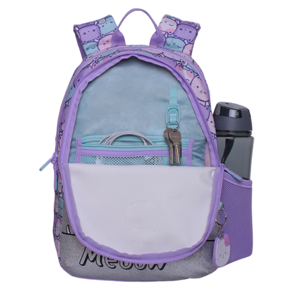 MOCHILA ESCOLAR BIONICA GATOS PASTEL LILA HEAD - 3