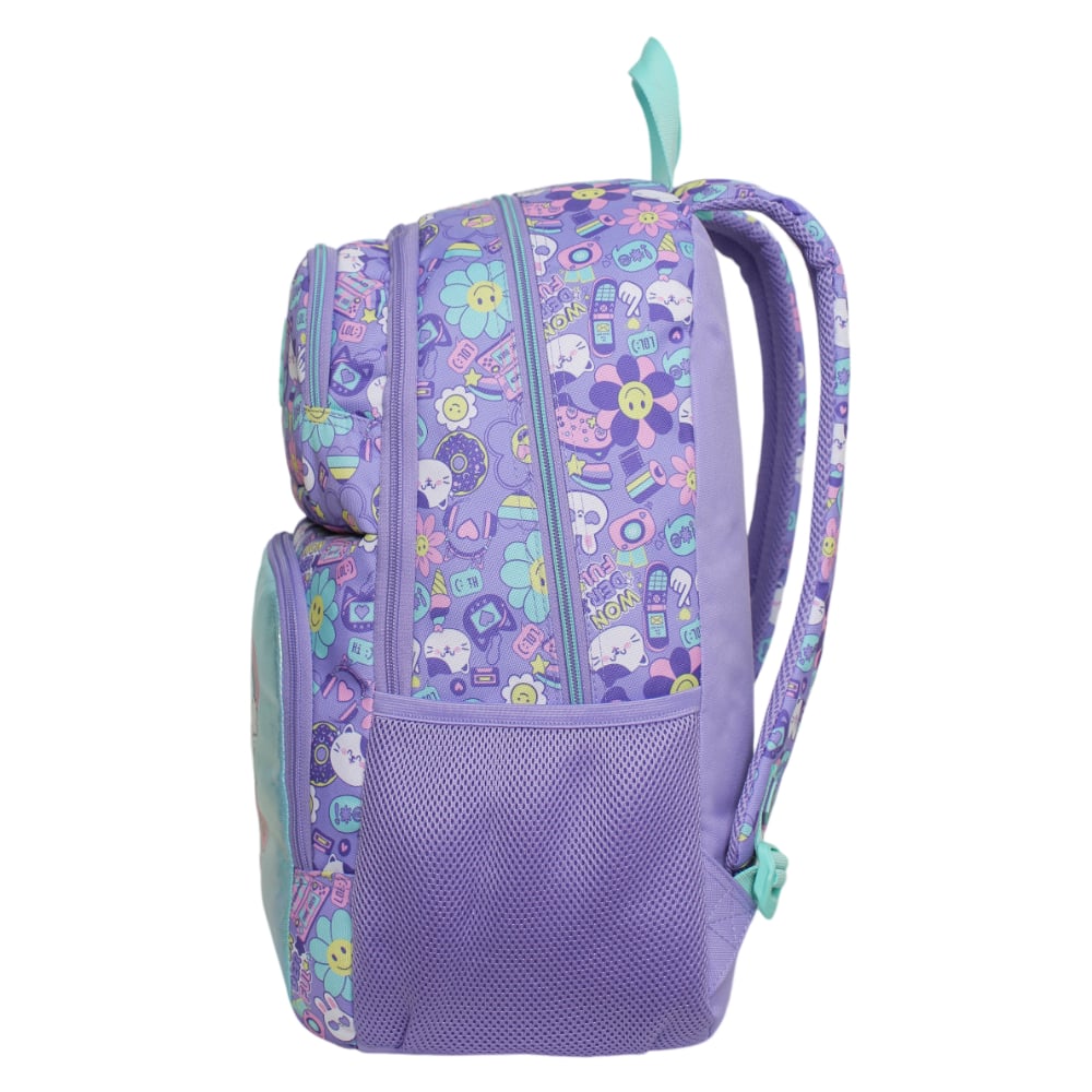 MOCHILA INFANTIL NIÑA FANTASY EMOTICONES LILA HEAD - 4