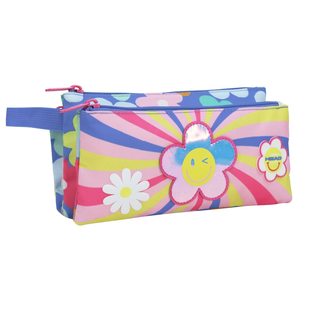 ESTUCHE INFANTIL TRIPLE CELERIO SMILE FLOWERS MORADO HEAD - 1