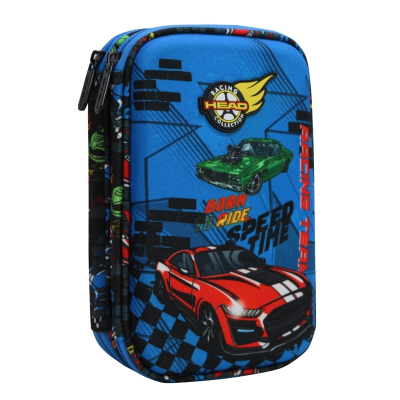 ESTUCHE INFANTIL NIÑO RIGIDO BOX SPEED CAR NEGRO HEAD - 1