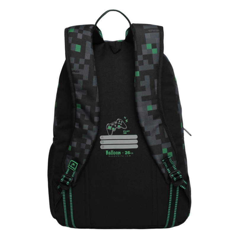 MOCHILA INFANTIL NIÑO BALLOON GAMER NEGRO VERDE HEAD - 5