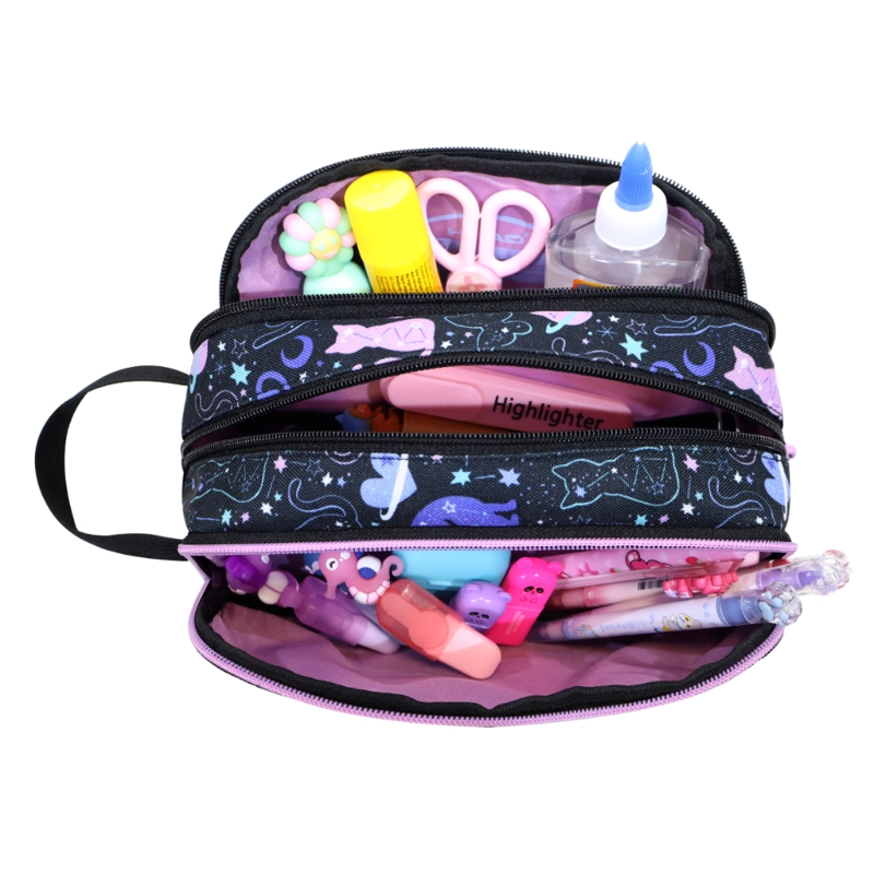 ESTUCHE INFANTIL NIÑA ATOS SPACE CAT NEGRO HEAD - 4
