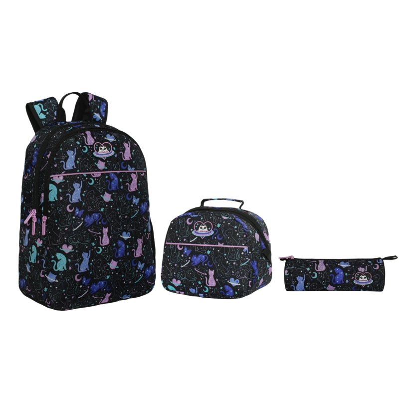 PACK COOL ESCOLAR (X3) NIÑA SPACE CAT NEGRO HEAD - 2