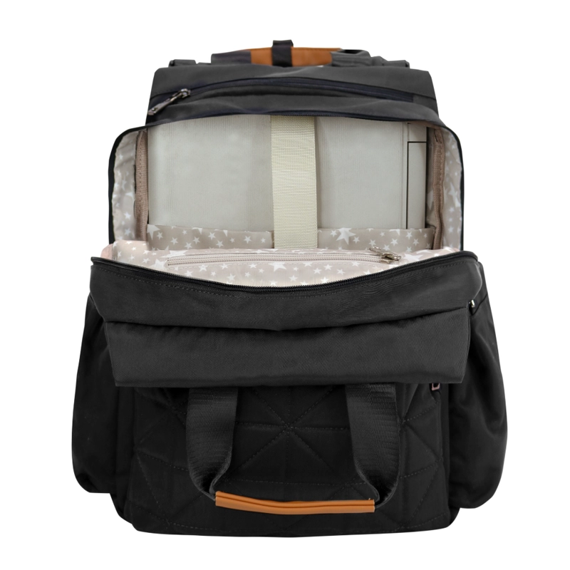 MOCHILA PAÑALERA MATERNAL NEW BLOOM NEGRA HEAD - 5