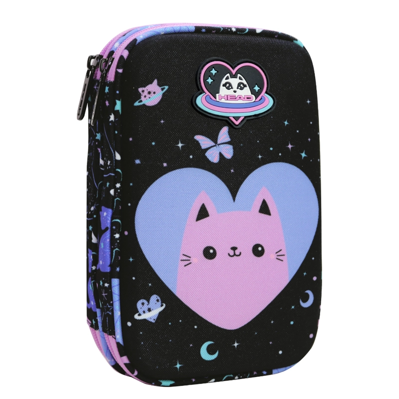 ESTUCHE INFANTIL NIÑA RIGIDO BOX SPACE CAT NEGRO HEAD - 1