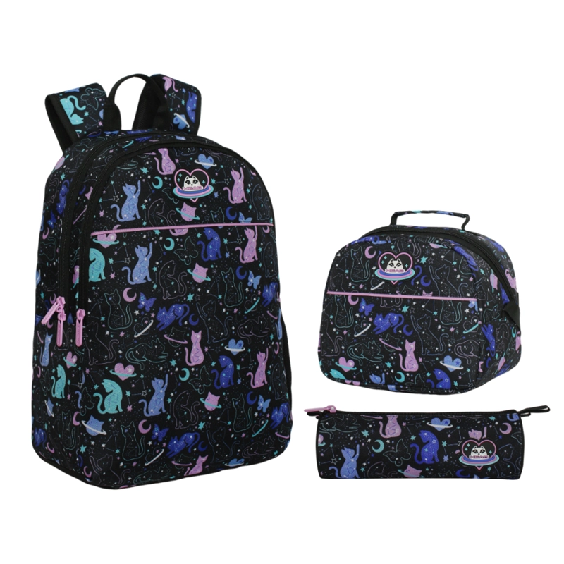 PACK COOL ESCOLAR (X3) NIÑA SPACE CAT NEGRO HEAD - 1