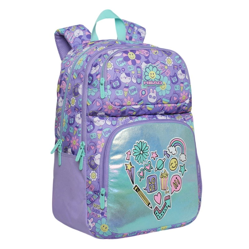 MOCHILA INFANTIL NIÑA FANTASY EMOTICONES LILA HEAD - 1