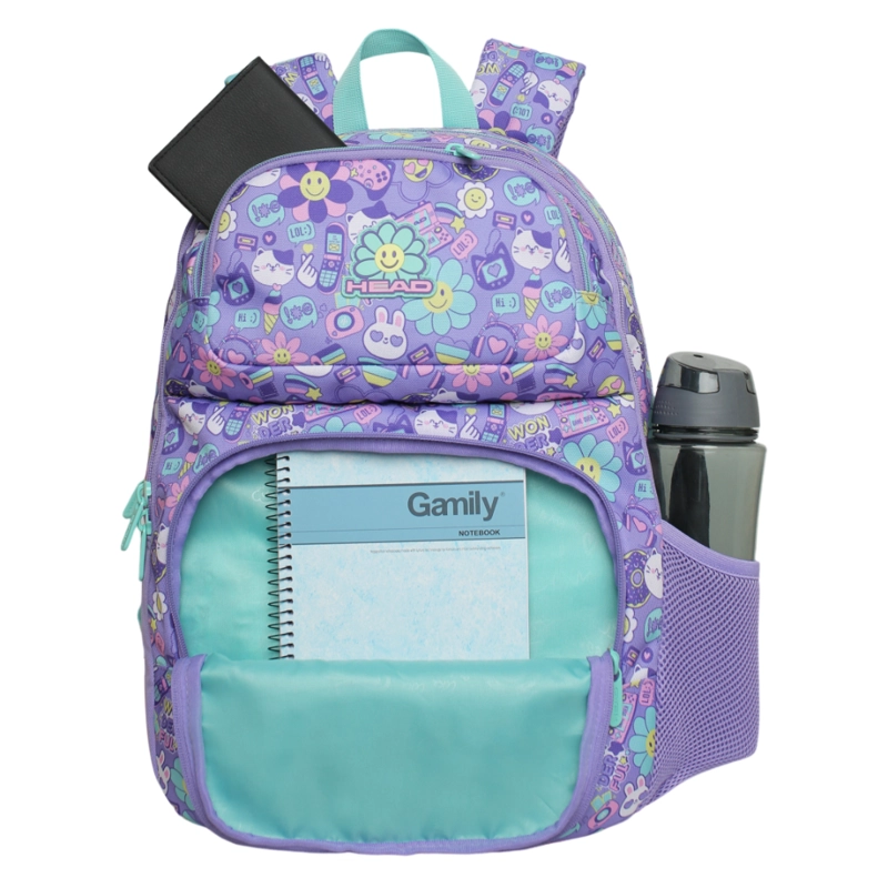 MOCHILA INFANTIL NIÑA FANTASY EMOTICONES LILA HEAD - 2