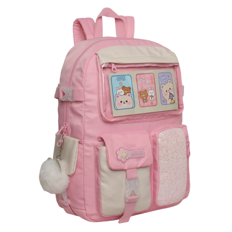 MOCHILA MUJER KAWAII FUSION GLITTER ROSADO HEAD - 1