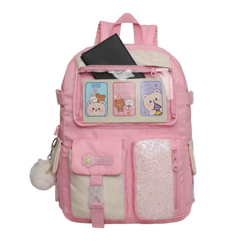 MOCHILA MUJER KAWAII FUSION GLITTER ROSADO HEAD - 2