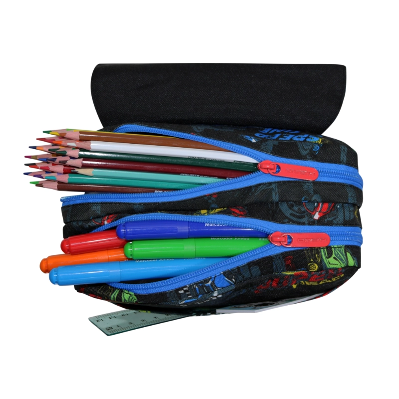 ESTUCHE INFANTIL NIÑO ERASER SPEED CAR NEGRO HEAD - 3