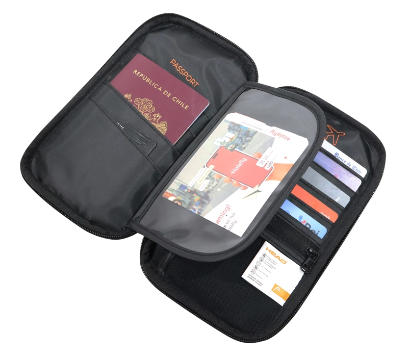 PORTA PASAPORTE ORGANIZADOR DOCUMENTOS MILES NEGRO HEAD - 1