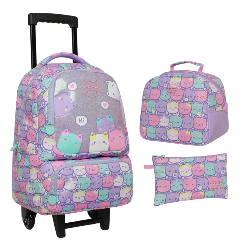 PACK BAKAN ESCOLAR MUJER NEW GATOS PASTEL HEAD - 1