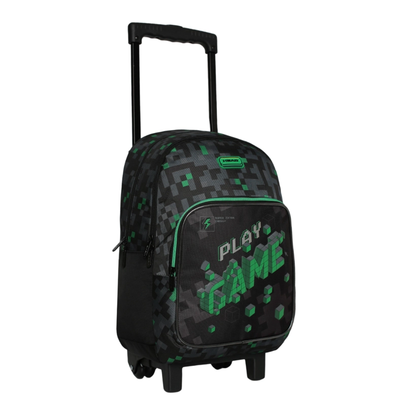 MOCHILA CON RUEDAS INFANTIL CHIPS GAMER NEGRO VERDE HEAD - 1