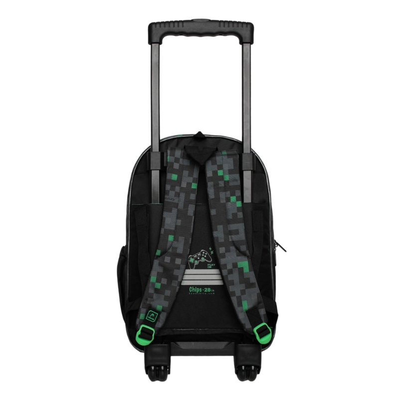 MOCHILA CON RUEDAS INFANTIL CHIPS GAMER NEGRO VERDE HEAD - 5