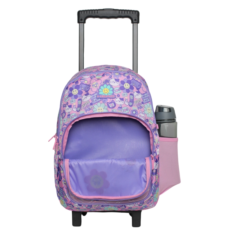MOCHILA RUEDAS INFANTIL CHIPS EMOTICONES ROSADO HEAD - 2