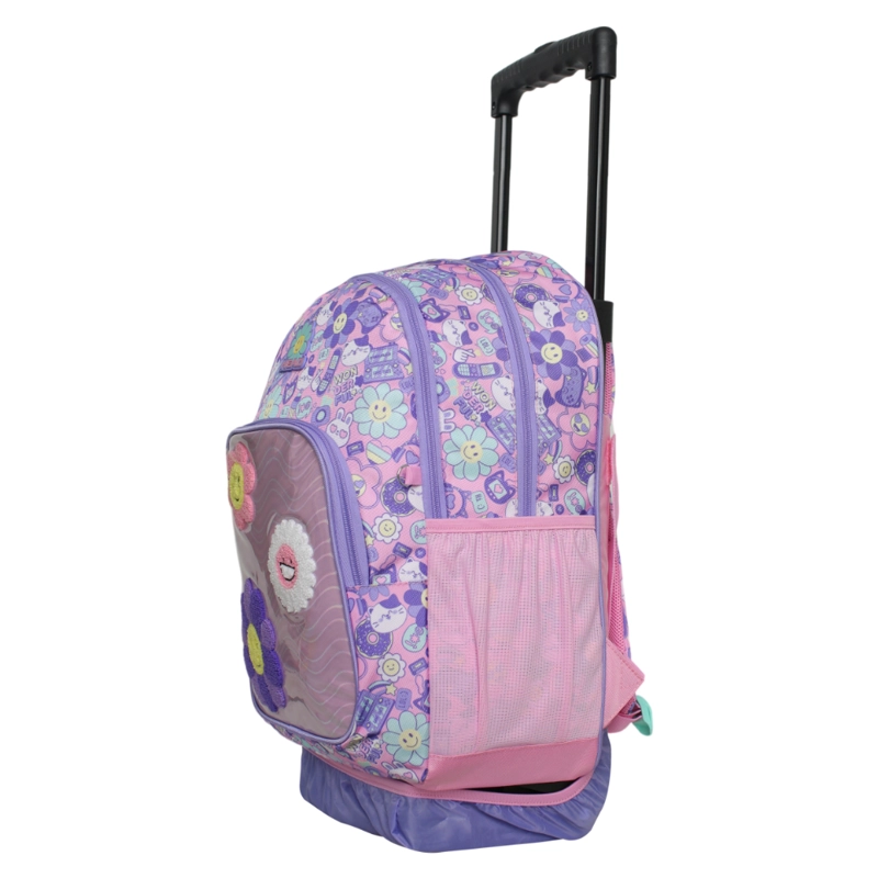 MOCHILA RUEDAS INFANTIL CHIPS EMOTICONES ROSADO HEAD - 3