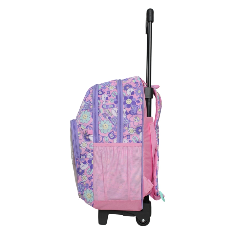 MOCHILA RUEDAS INFANTIL CHIPS EMOTICONES ROSADO HEAD - 4