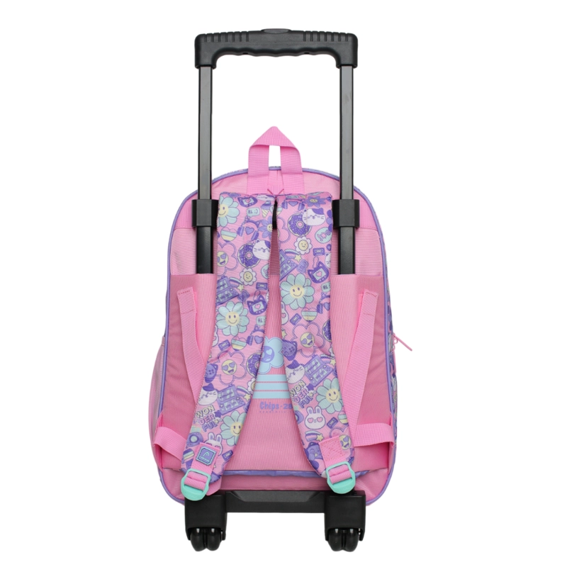 MOCHILA RUEDAS INFANTIL CHIPS EMOTICONES ROSADO HEAD - 5