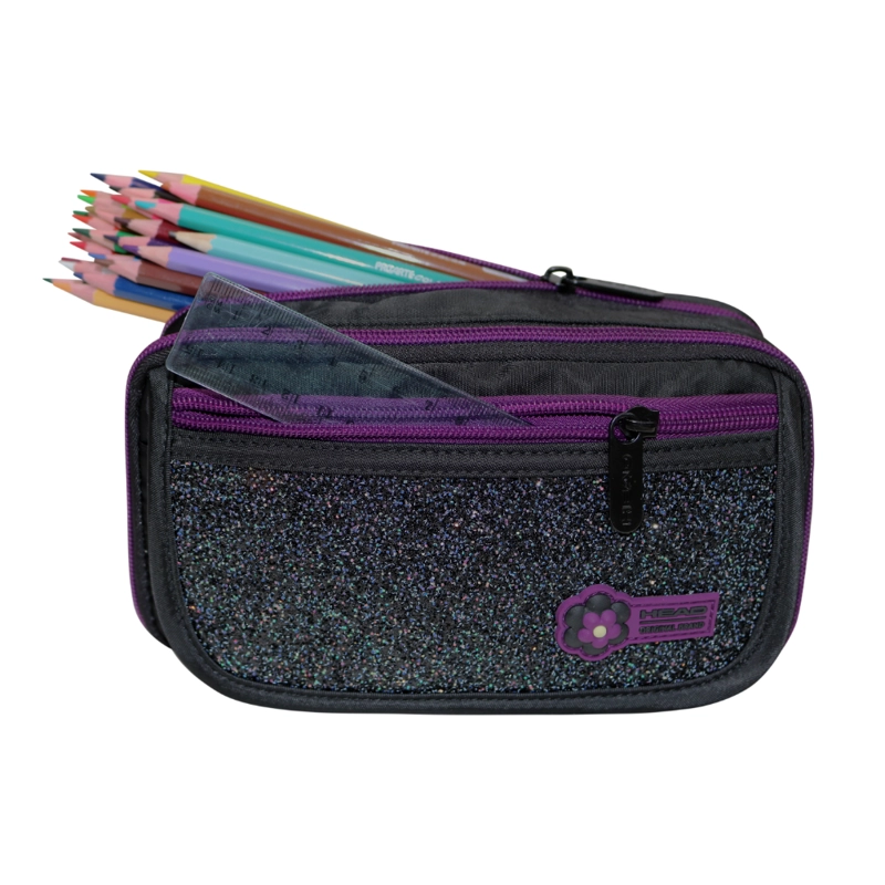 ESTUCHE MUJER PENCIL KAWAII GLITTER NEGRO HEAD - 3