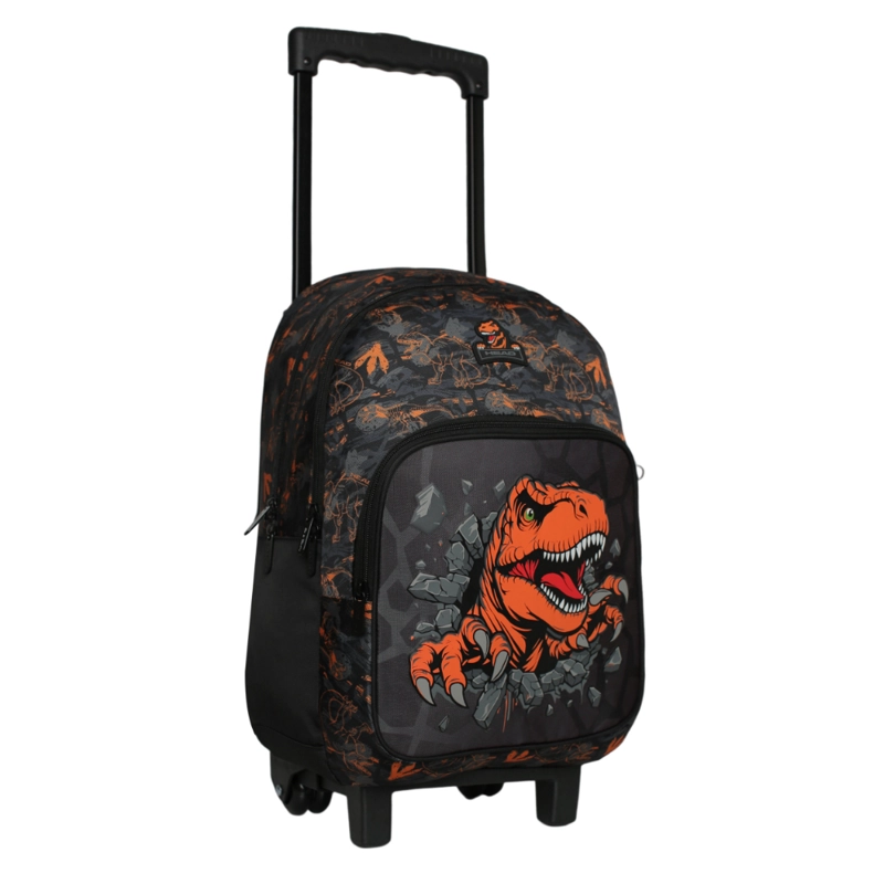 MOCHILA CON RUEDAS INFANTIL CHIPS DINO NARANJO HEAD - 1
