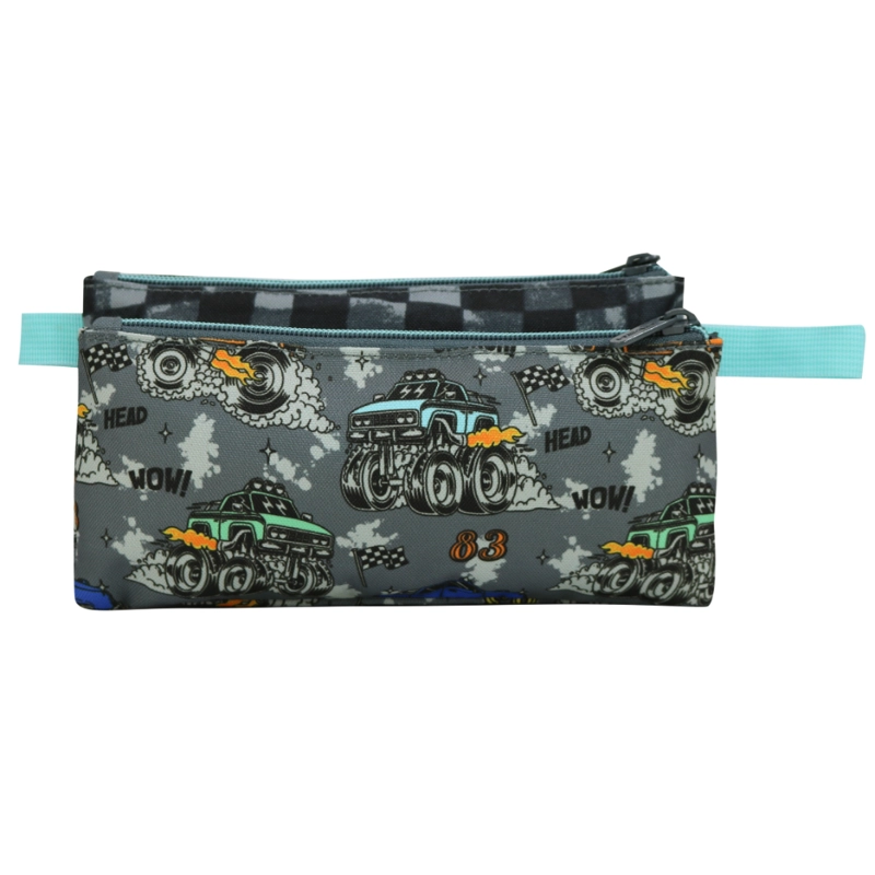 ESTUCHE INFANTIL TRIPLE CELERIO MONSTER TRUCK GRIS HEAD - 5