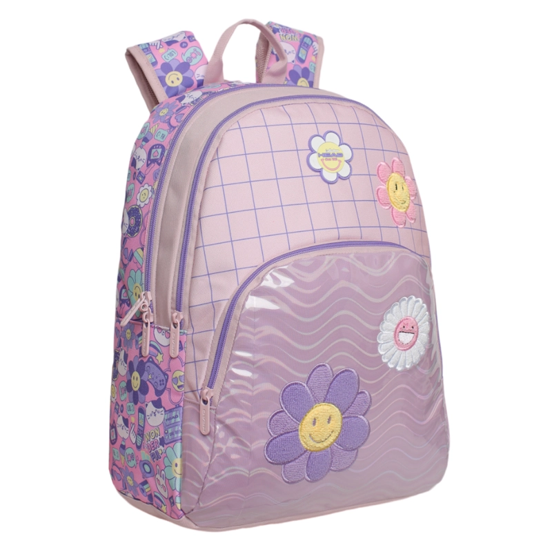 MOCHILA INFANTIL NIÑA BALLOON EMOTICONES ROSADO HEAD - 1