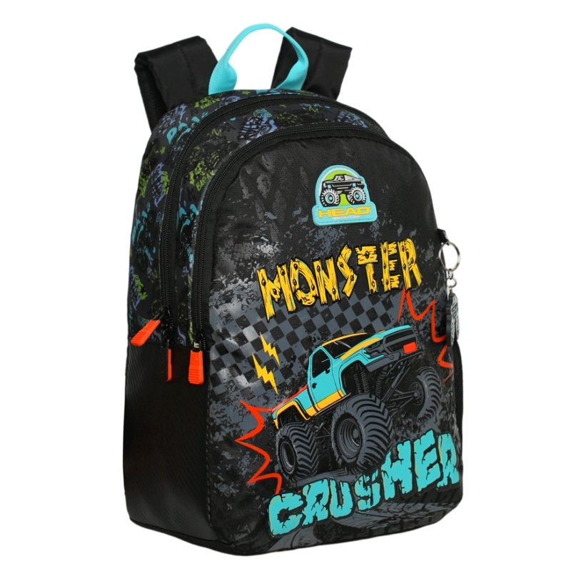 MOCHILA INFANTIL NIÑO BIONICA MONSTER TRUCK NEGRO HEAD - 1