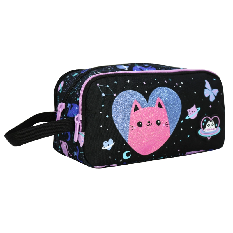 ESTUCHE INFANTIL NIÑA ATOS SPACE CAT NEGRO HEAD - 1