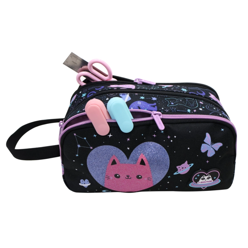 ESTUCHE INFANTIL NIÑA ATOS SPACE CAT NEGRO HEAD - 3