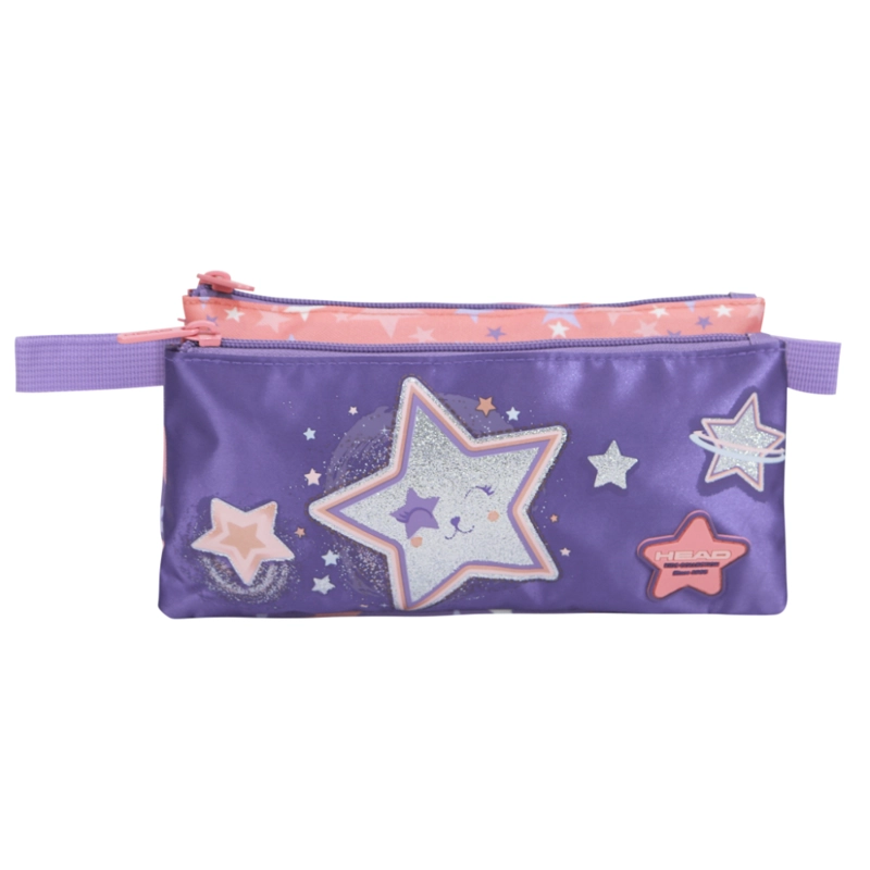 ESTUCHE INFANTIL TRIPLE CELERIO CAT STAR LILA LILA HEAD - 2
