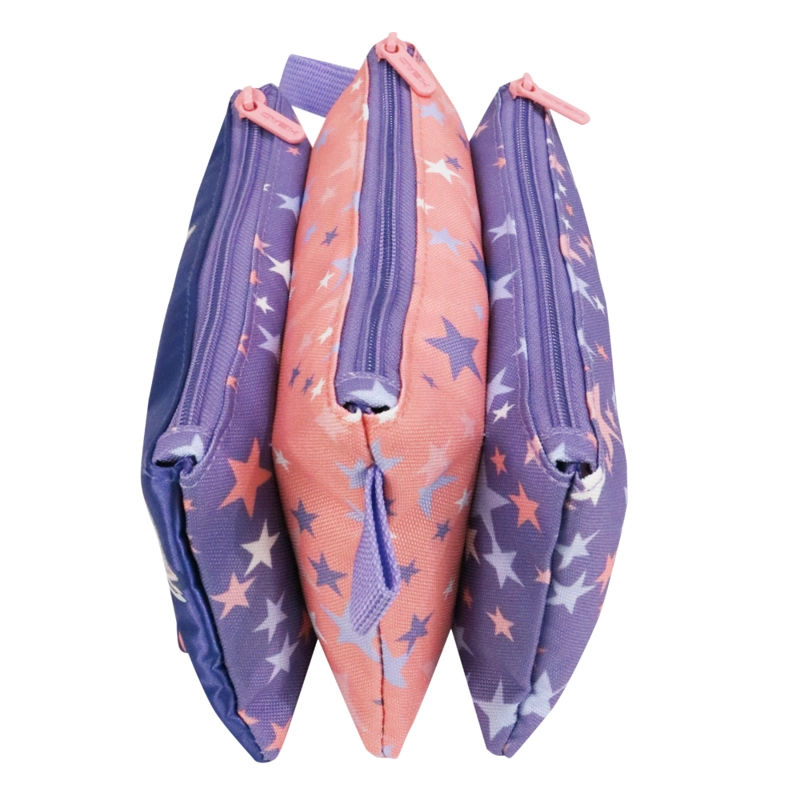 ESTUCHE INFANTIL TRIPLE CELERIO CAT STAR LILA LILA HEAD - 3