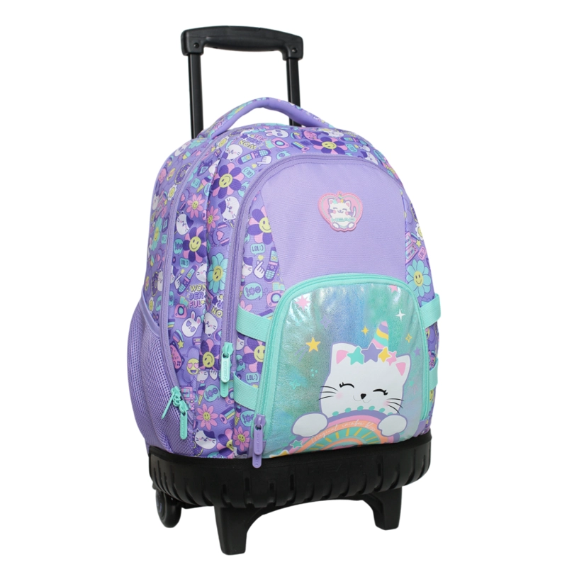 MOCHILA INFANTIL CARRO NEW KODIAC EMOTICONES LILA HEAD - 1