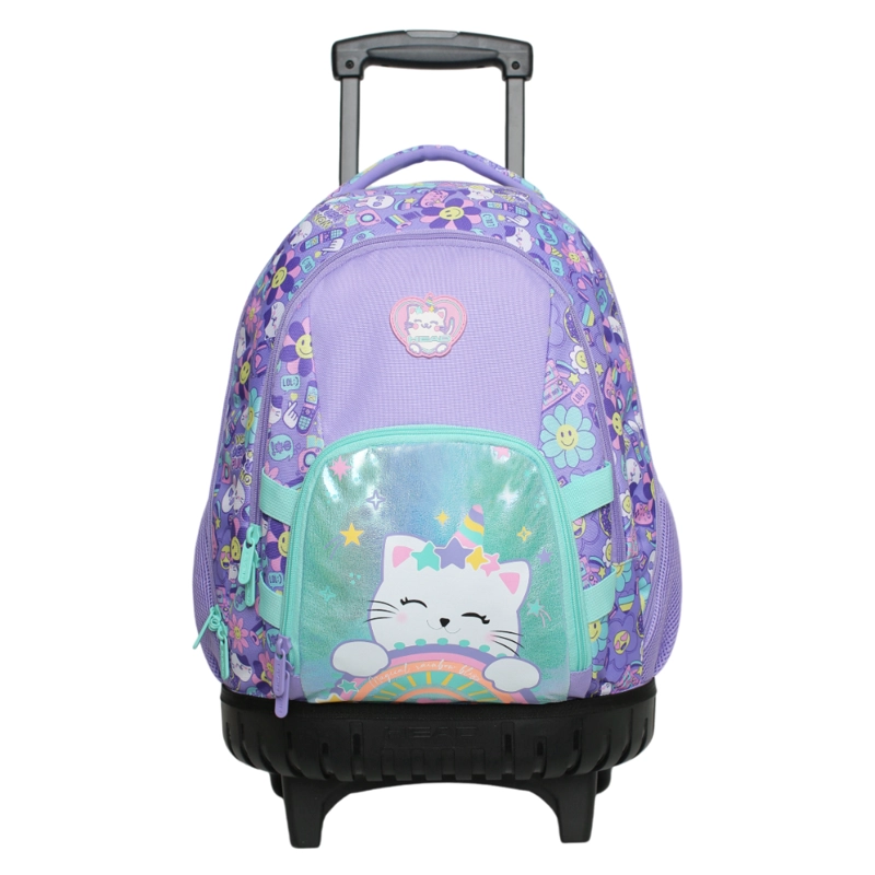 MOCHILA INFANTIL CARRO NEW KODIAC EMOTICONES LILA HEAD - 2