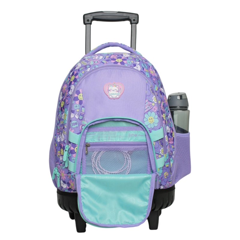 MOCHILA INFANTIL CARRO NEW KODIAC EMOTICONES LILA HEAD - 3