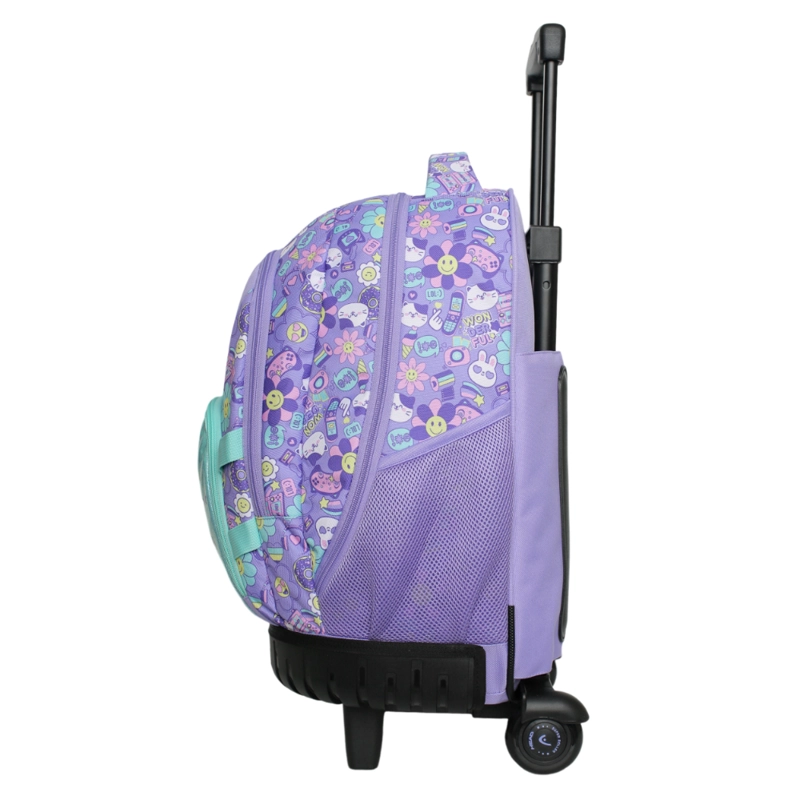 MOCHILA INFANTIL CARRO NEW KODIAC EMOTICONES LILA HEAD - 5