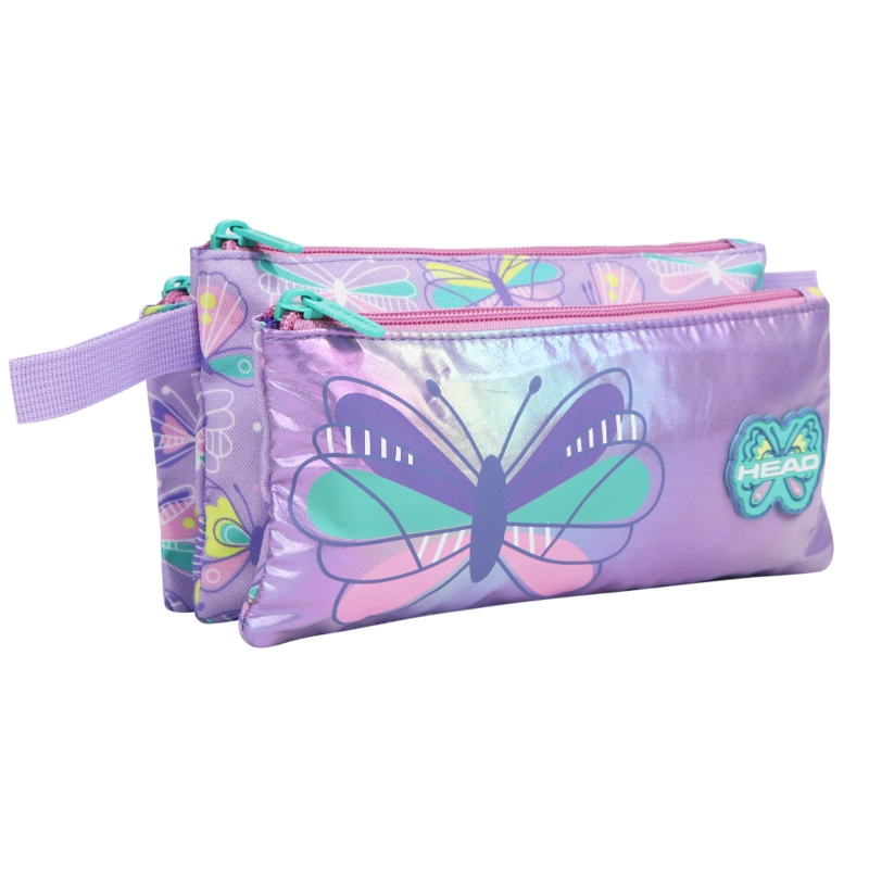 ESTUCHE INFANTIL TRIPLE CELERIO MARIPOSA LILA HEAD - 1