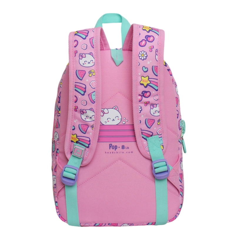 MOCHILA INFANTIL NIÑA POP CAT PRINT ROSADO HEAD - 5