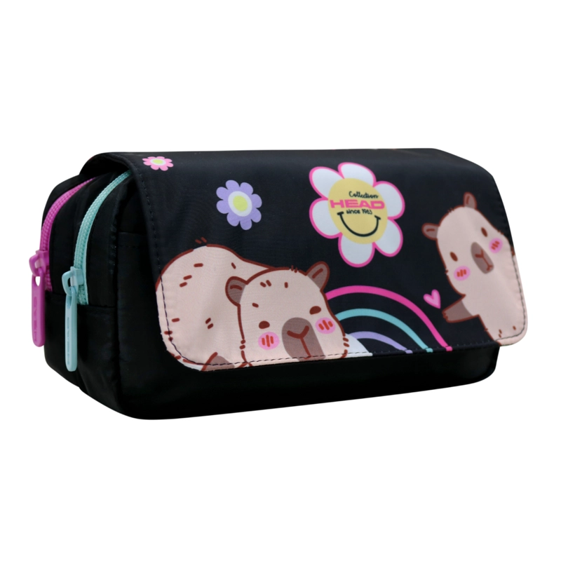 ESTUCHE INFANTIL NIÑA ERASER CAPIBARAS NEGRO HEAD - 1