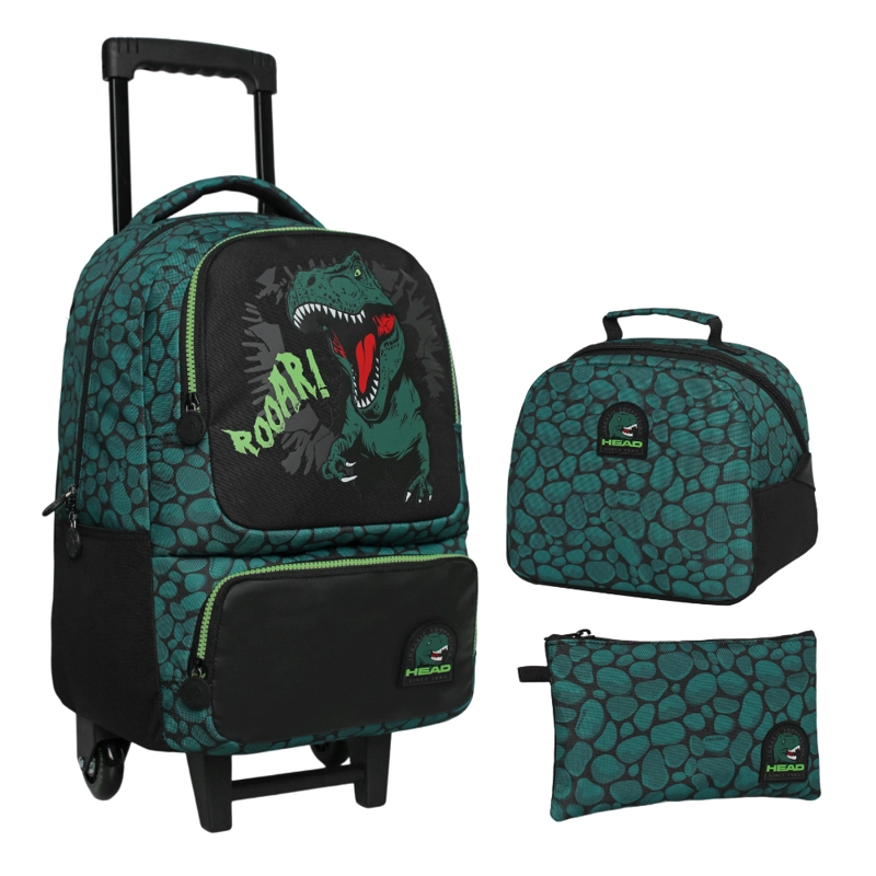 PACK BAKAN ESCOLAR (X3) NIÑO DINO STONE VERDE HEAD - 1