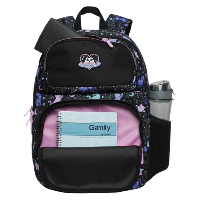 MOCHILA INFANTIL NIÑA FANTASY SPACE CAT NEGRO HEAD - 2