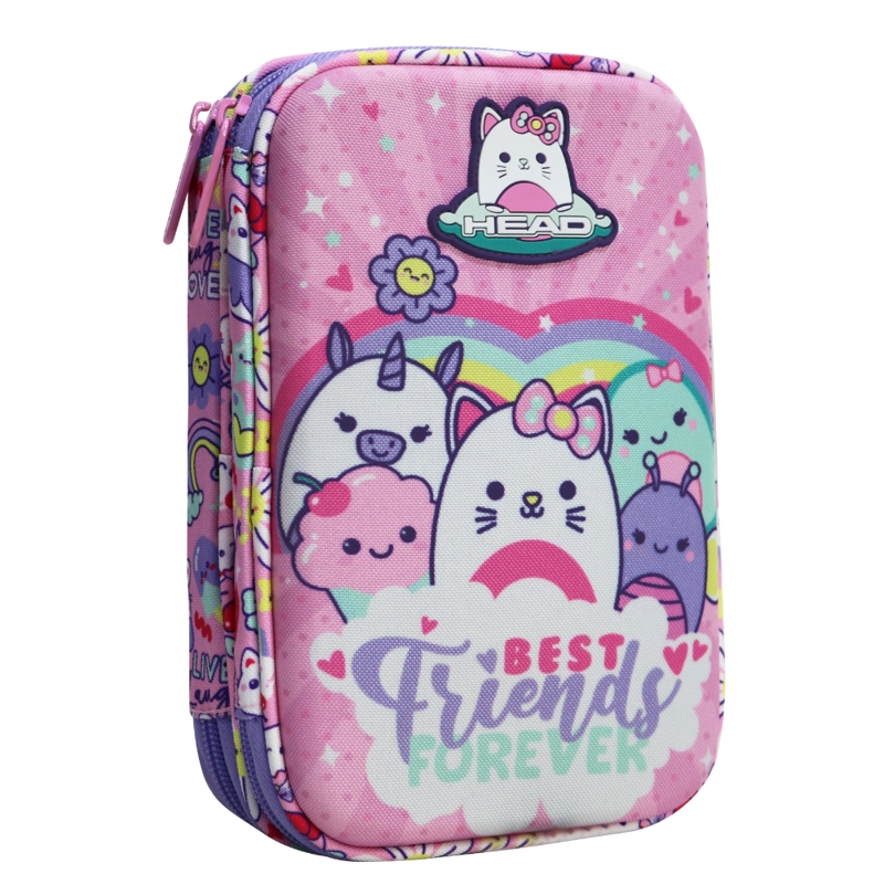 ESTUCHE INFANTIL NIÑA RIGIDO BOX BEST FRIEND ROSADO HEAD - 1