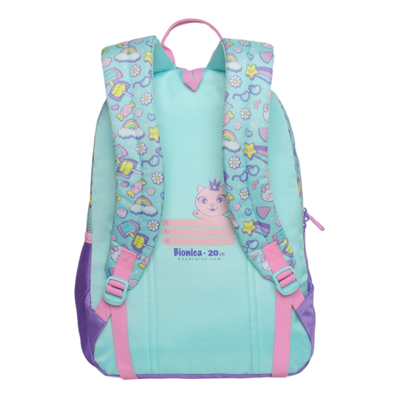 MOCHILA INFANTIL NIÑA BIONICA CAT PRINT MENTA HEAD - 6