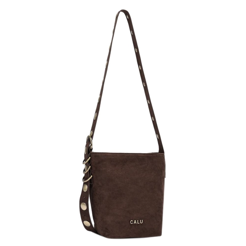 CARTERA BANDOLERA PEQUEÑA TACHAS ADELA CAFE  CALU - 1