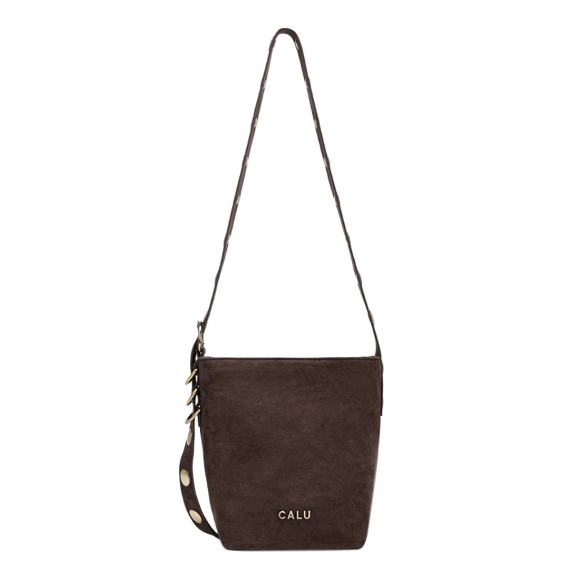 CARTERA BANDOLERA PEQUEÑA TACHAS ADELA CAFE  CALU - 2